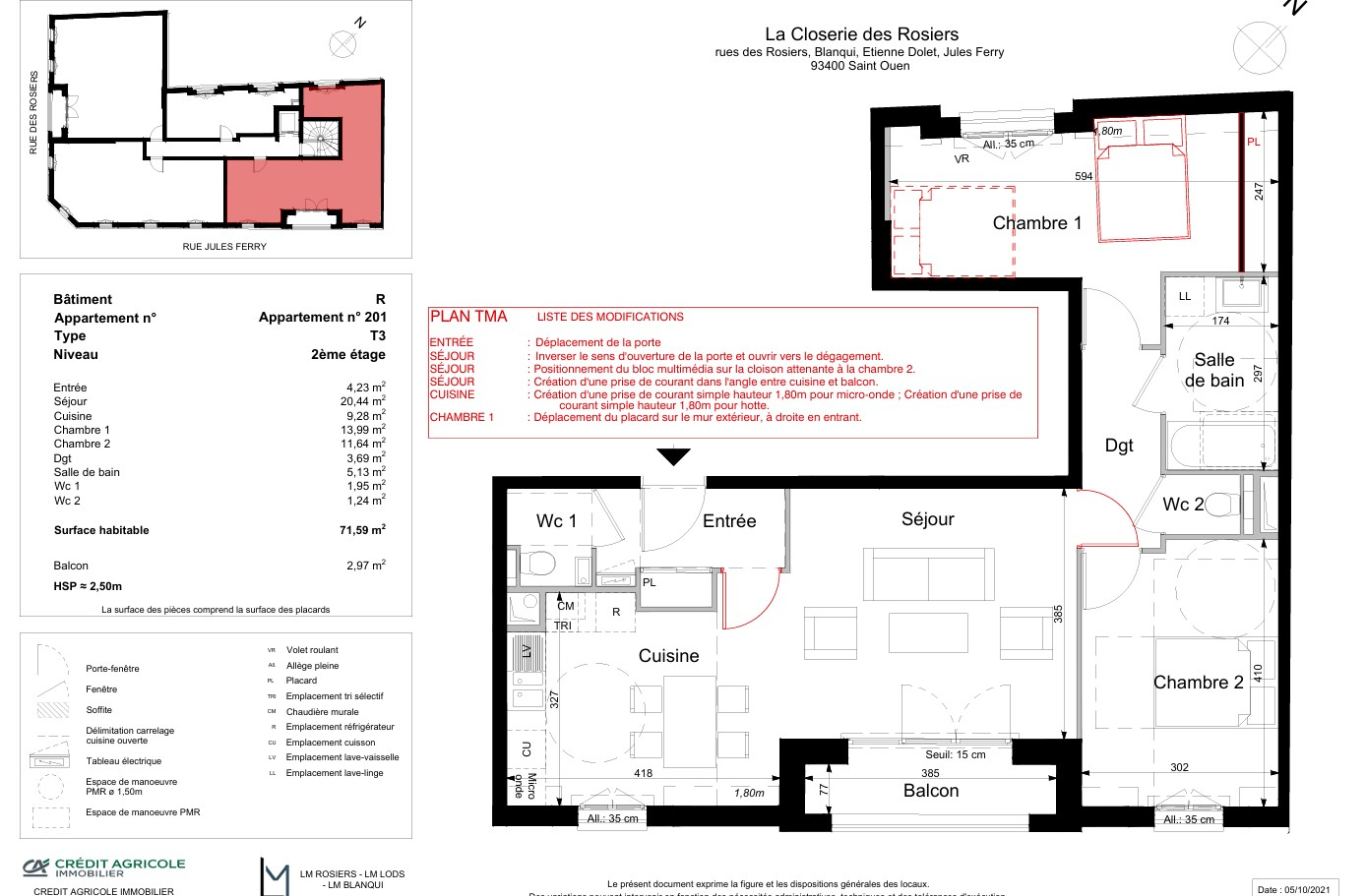 Appartement 3 pièces la closerie des rosiers